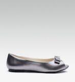 Carlton London Silver Toned Solid Peep Toe Ballerinas Women