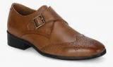 Carlton London Tan Brogue Buckled Formal Shoes Men