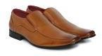 Carlton London Tan Brown Solid Semiformal Slip Ons Men