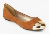 Carlton London Tan Metallic Belly Shoes women