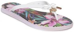 Carlton London White Printed Thong Flip Flops women