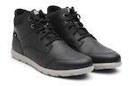 Cat Black Leather Mid Top Sneakers Men