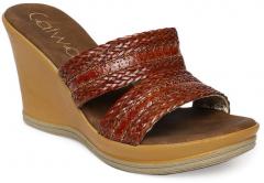 Catwalk Brown Woven Design Wedges women