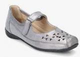 Catwalk Grey Mary Jane Lazer Cut Belly Shoes Women