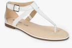 Clarks Bay Georgia White T Strap Flats Sandals Women