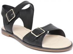 Clarks Black Open Toe Flats Sandals women