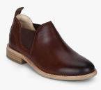 Clarks Edenvale Page Dark Tan Lea Flat Boots women