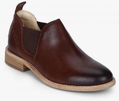 Clarks Edenvale Page Dark Tan Lea Flat Boots women