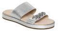 Clarks Silver Toned Embellished Leather Open Toe Flats Women