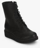 Cobblerz Black Derby Brogue Ankle Length Boots Women