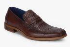 Cobblerz Brown Woven Design Slip On Shoes Men