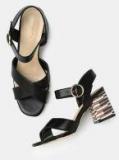 Corsica Black Solid Heeled Sandals Women