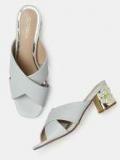 Corsica Grey Solid Heeled Sandals Women