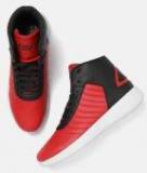 Crew Street Red & Black Colourblocked Mid Top Sneakers Men