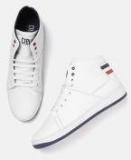 Crew Street White Solid Mid Top Sneakers Men