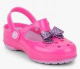 Crocs Carlie Glitter Bow Pink Clogs Girls