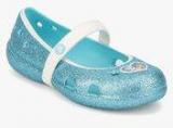 Crocs Frozen Flat Pool Blue Glitter Belly Shoes Girls