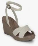 Crocs Leigh Ii Off White Ankle Strap Wedges Women