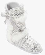 Dearfoams Calf Length White Boots Women