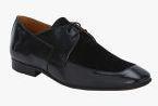 Del Mondo Black Leather Regular Derbys Shoes Men