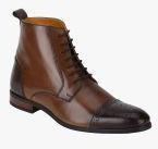 Del Mondo Brown Leather High Top Flat Boots Men