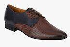 Del Mondo Brown Leather Regular Derbys Shoes Men