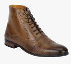 Del Mondo Tan Leather High Top Flat Boots Men