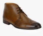 Del Mondo Tan Leather Mid Top Flat Boots Men