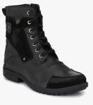 Delize Black Leather High Top Boots Men