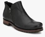 Delize Black Synthetic Leather Mid Top Flat Boots Men