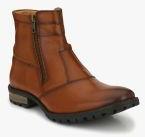 Delize Tan Synthetic Leather Mid Top Flat Boots Men