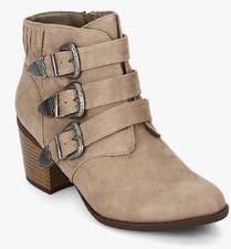 Dorothy Perkins Angela Beige Buckled Ankle Length Boots women