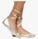 Dorothy Perkins Hallie Silver Tie Up Belly Shoes women