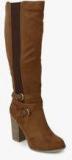 Dorothy Perkins Kyla Brown Buckled Knee Length Boots Women