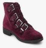 Dorothy Perkins Malex Maroon Ankle Length Stud Boots Men