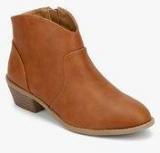 Dorothy Perkins Mia Western Brown Ankle Length Boots Women