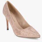 Dorothy Perkins Micro Fibre Studded Glitter Beige Pumps Stilettos Women