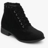 Dorothy Perkins Velvet Magnolia Black Ankle Length Boots Women