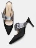 Dressberry Black Solid Heeled Mules Women