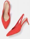 Dressberry Coral Red Solid Pumps Women