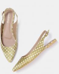 Dressberry Gold Toned Printed Ballerinas women