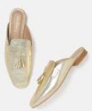 Dressberry Gold Toned Solid Mules Women