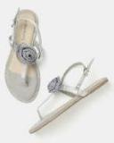 Dressberry Grey Synthetic T Strap Flats Women