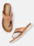 Dressberry Peach Coloured Solid T Strap Flats Women