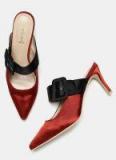 Dressberry Red & Black Colourblocked Heeled Mules Women