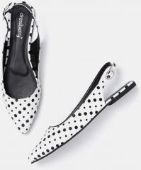 Dressberry White Printed Ballerinas women