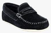 Drish Navy Blue Genuine Leather Loafers Boys