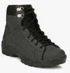 Eego Italy Grey Leather High Top Trekking Shoes Men