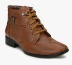 Eego Italy Tan Mid Top Flat Boots Men