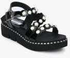 Elle Black Embellished Sandals Women